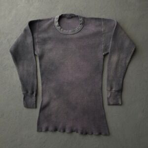 Kmart Thermal Waffle Knit T-shirt Mens Medium Gray Dyed Long Sleeve 70s